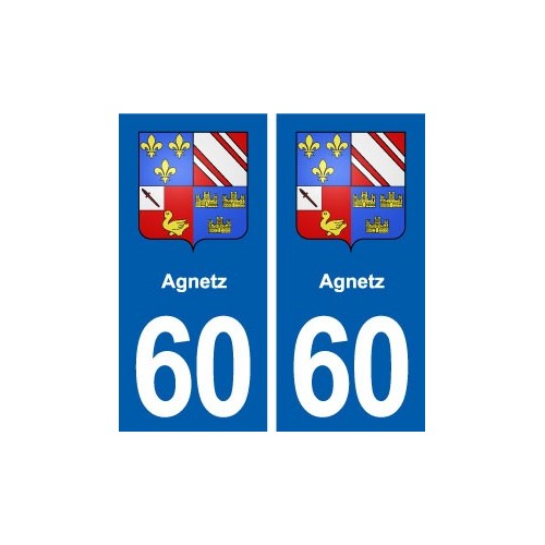 60  Agnetz autocollant plaque immatriculation stickers ville