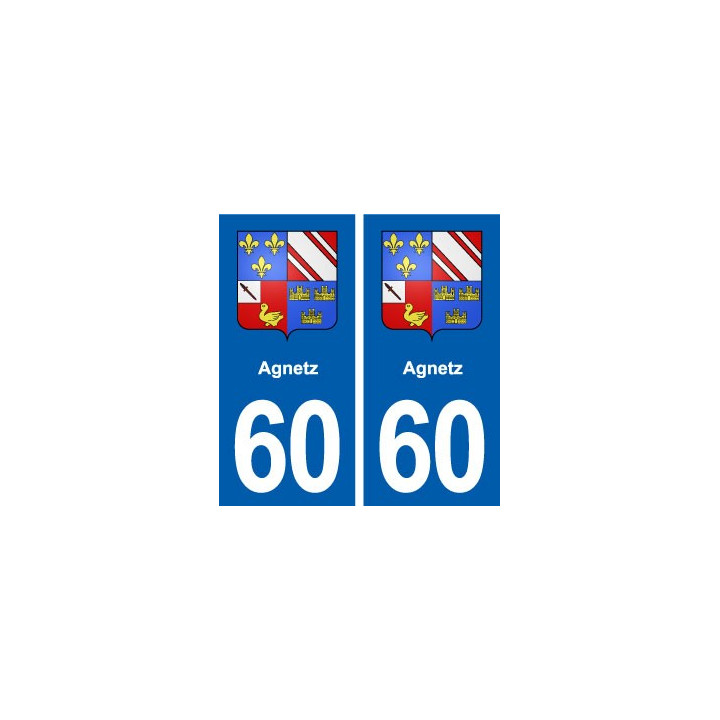 60  Agnetz autocollant plaque immatriculation stickers ville