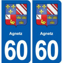 60  Agnetz autocollant plaque immatriculation stickers ville