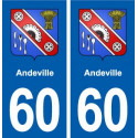 60 Andeville blason autocollant plaque immatriculation stickers ville