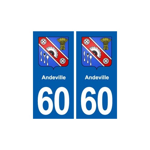 60 Andeville blason autocollant plaque immatriculation stickers ville