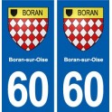 60 Boran-sur-Oise blason autocollant plaque immatriculation stickers ville