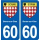 60 Boran-sur-Oise blason autocollant plaque immatriculation stickers ville