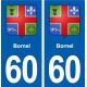 60 Bornel blason autocollant plaque stickers ville