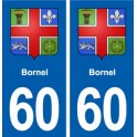 60 Bornel blason autocollant plaque stickers ville