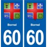 60 Bornel blason autocollant plaque stickers ville