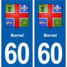 60 Bornel blason autocollant plaque stickers ville