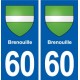60 Brenouille blason autocollant plaque immatriculation stickers ville