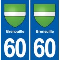60 Brenouille blason autocollant plaque immatriculation stickers ville