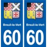 60 Breuil-le-Vert blason autocollant plaque immatriculation stickers ville