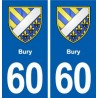 60 Bury blason autocollant plaque immatriculation stickers ville