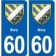 60 Bury blason autocollant plaque immatriculation stickers ville