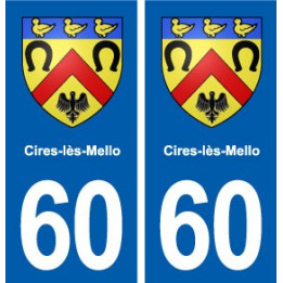 60 Cires-lès-Mello blason autocollant plaque immatriculation stickers ville