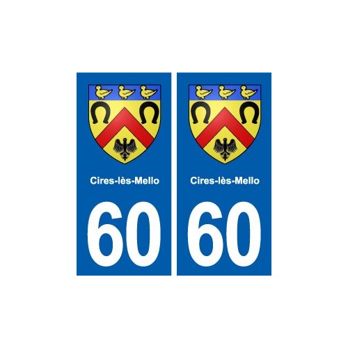 60 Cires-lès-Mello blason autocollant plaque immatriculation stickers ville