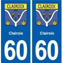 60 Clairoix blason autocollant plaque immatriculation stickers ville