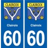 60 Clairoix blason autocollant plaque immatriculation stickers ville