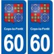 60 Coye-la-Forêt blason autocollant plaque immatriculation stickers ville