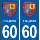 60 Fitz-James blason autocollant plaque stickers ville