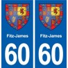 60 Fitz-James blason autocollant plaque stickers ville