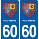 60 Fitz-James blason autocollant plaque stickers ville