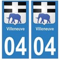 04 Villeneuve ville autocollant plaque