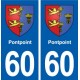 60 Pontpoint blason autocollant plaque stickers ville