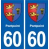 60 Pontpoint blason autocollant plaque stickers ville