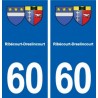 60 Ribécourt-Dreslincourt blason autocollant plaque stickers ville
