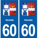 60 Venette blason autocollant plaque stickers ville