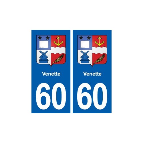 60 Venette blason autocollant plaque stickers ville