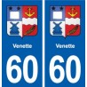 60 Venette blason autocollant plaque stickers ville
