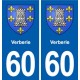 60 Verberie wappen aufkleber typenschild aufkleber stadt