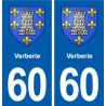 60 Verberie blason autocollant plaque stickers ville