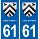 61 Athis-de-l'Orne blason autocollant plaque stickers ville
