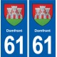 61 Domfront coat of arms sticker plate stickers city