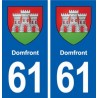 61 Domfront blason autocollant plaque stickers ville