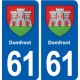 61 Domfront blason autocollant plaque stickers ville