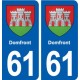 61 Domfront blason autocollant plaque stickers ville