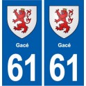 61 Gacé blason autocollant plaque stickers ville