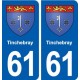 61 Tinchebray blason autocollant plaque stickers ville