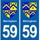 59 Blaringhem blason autocollant plaque stickers ville