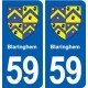 59 Blaringhem blason autocollant plaque stickers ville