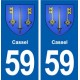 59 Cassel blason autocollant plaque stickers ville