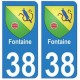 38 Fontaine blason autocollant plaque ville