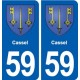 59 Cassel blason autocollant plaque stickers ville