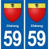 59 Chéreng blason autocollant plaque stickers ville