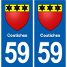 59 écaillon blason autocollant plaque stickers ville