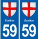 59 écaillon blason autocollant plaque stickers ville