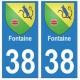 38 Fontaine blason autocollant plaque ville