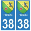 38 Fontaine blason autocollant plaque ville